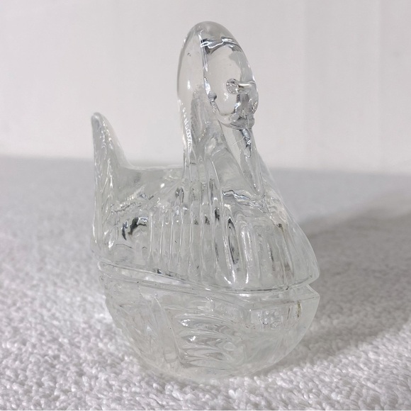 Vintage Clear Glass Swan Trinket Dish - Picture 2 of 11